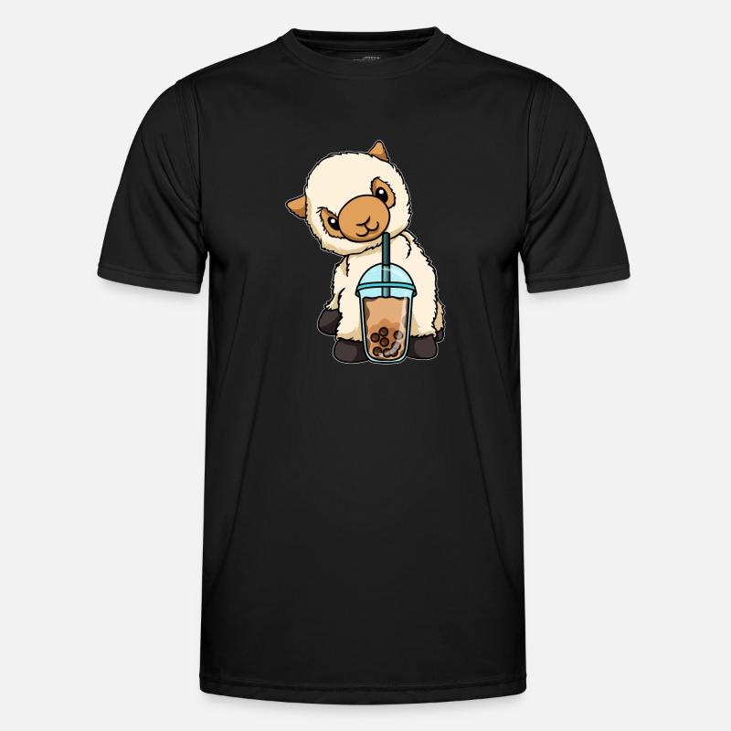 Kawaii Bubble Tea Lama - Männer Funktions-T-Shirt - Schwarz