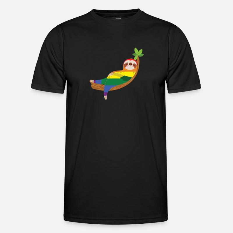 Pride Faultier - Männer Funktions-T-Shirt - Schwarz