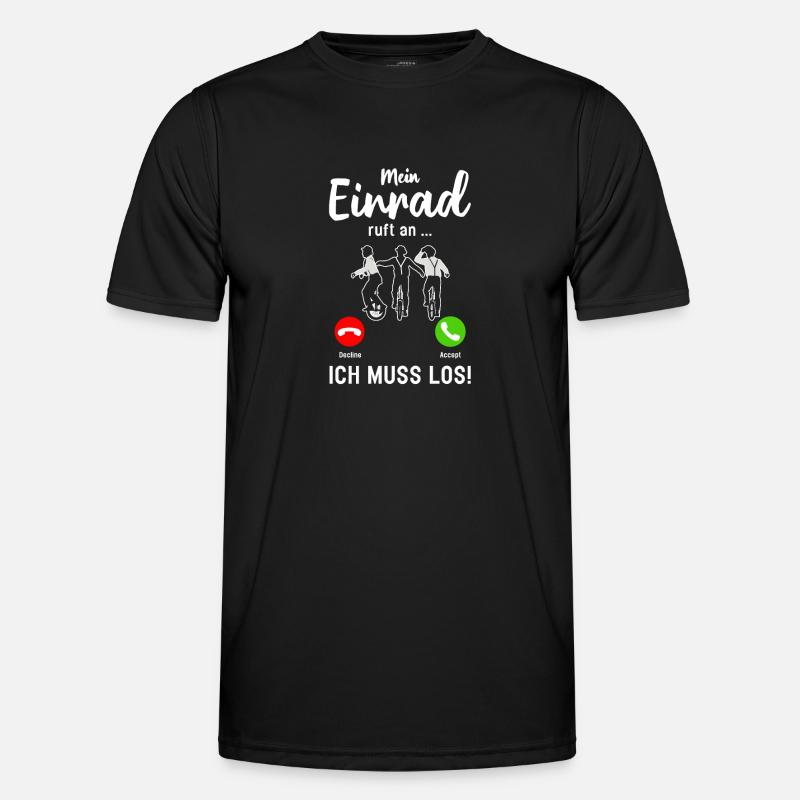 Einrad Ruft an Einradfahrer Smartphone - Männer Funktions-T-Shirt - Schwarz