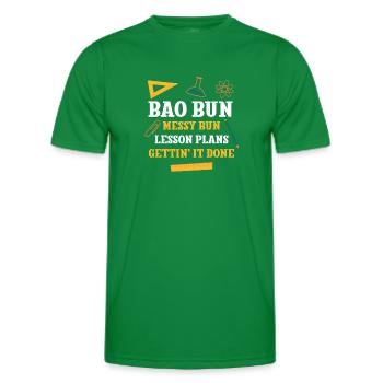 Bao Bun Messy Bun Lesson Plans Funny Teacher - Men's Functional T-Shirt - kelly green - Front - AI Model Male 178 dark (178cm)