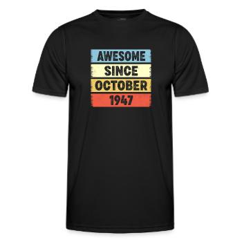 Génial depuis octobre 1947 75e anniversaire - T-shirt sport Homme - noir - Devant - AI Model Male 178 dark (178cm)