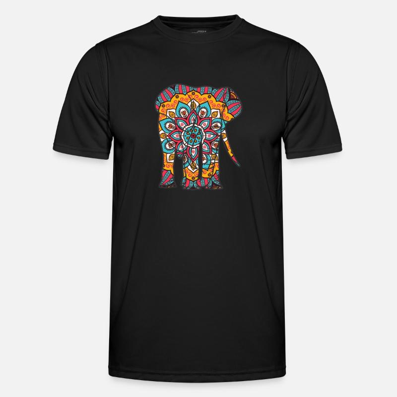 Mandala Elephant Geometric Pattern - Men's Functional T-Shirt - black