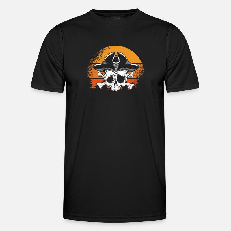 Pirate Skull Retro sun - Men's Functional T-Shirt - black
