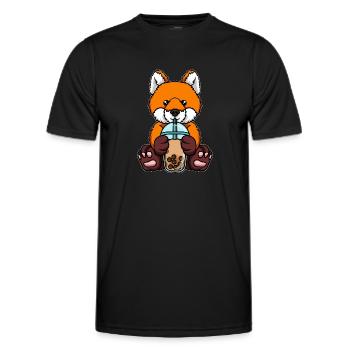 Kawaii Bubble Tea Fuchs - Männer Funktions-T-Shirt - Schwarz - Vorne - AI Model Male 178 dark (178cm)