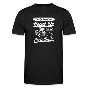 Body tension head up and heels down - Men's Functional T-Shirt - black - Front - AI Model Male 178 dark (178cm)