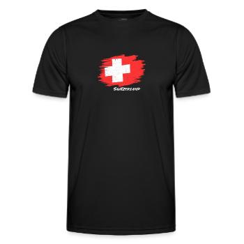 Switzerland - Men's Functional T-Shirt - black - Front - AI Model Male 178 dark (178cm)