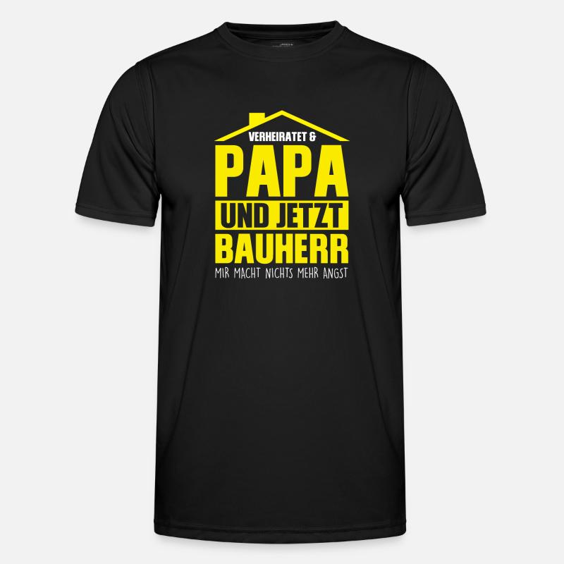 Bauherr Papa Eigenheim Geschenk - Männer Funktions-T-Shirt - Schwarz