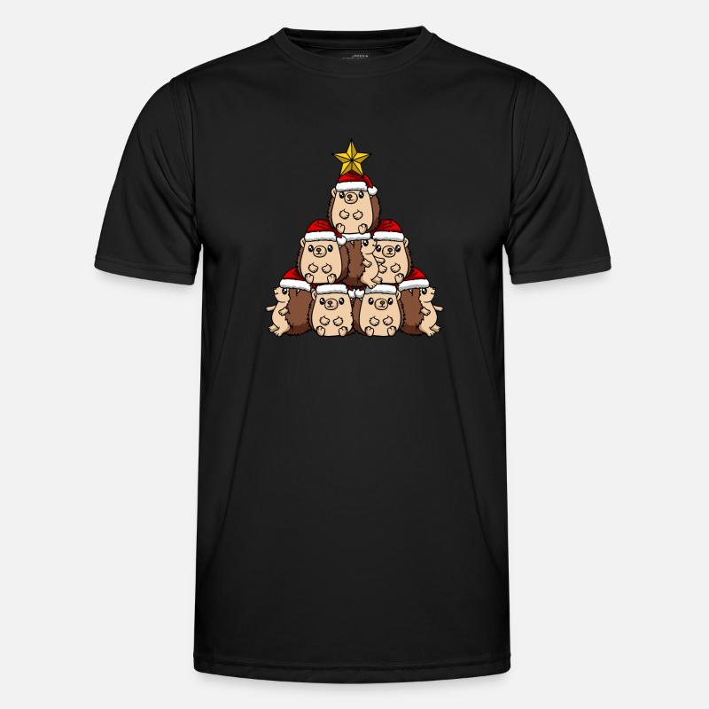 Igel Weihnachtsbaum - Männer Funktions-T-Shirt - Schwarz