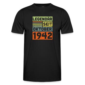 80 Jahre Legendär Seit Oktober 1942 80. Geburtstag - Männer Funktions-T-Shirt - Schwarz - Vorne - AI Model Male 178 dark (178cm)