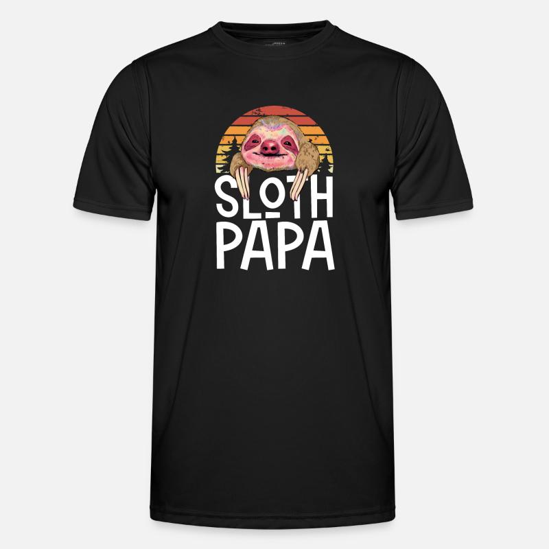 Sloth Papa Retro - Men's Functional T-Shirt - black