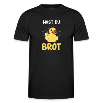 Hast Du Brot Enten Quietscheenten Spruch Gummiente - Männer Funktions-T-Shirt - Schwarz - Vorne - AI Model Male 178 dark (178cm)