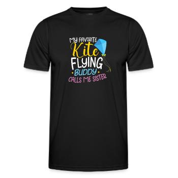 Kite Flying Kite Fan For Fite Flying Lovers - Men's Functional T-Shirt - black - Front - AI Model Male 178 dark (178cm)
