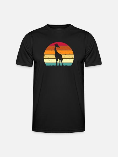 Giraffe Sunset Giraffe Lover Retro Giraffe - Men's Functional T-Shirt - black