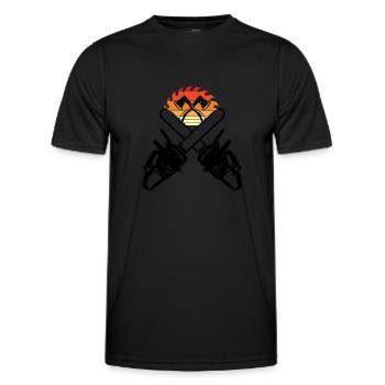 Chainsaw Axe Forester Lumberjack Saw Chain - Men's Functional T-Shirt - black - Front - AI Model Male 178 dark (178cm)