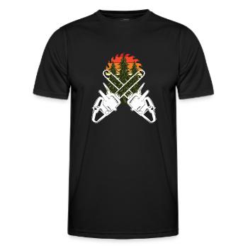 Chainsaw Axe Forester Lumberjack Saw Chain - Men's Functional T-Shirt - black - Front - AI Model Male 178 dark (178cm)