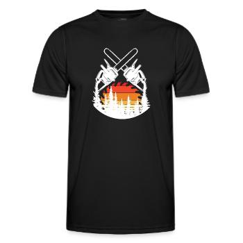 Chainsaw Axe Forester Lumberjack Saw Chain - Men's Functional T-Shirt - black - Front - AI Model Male 178 dark (178cm)
