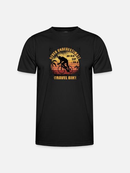 Never Underestimate An Old Guy On A Gravel Bike - Männer Funktions-T-Shirt - Schwarz