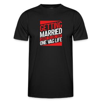 Living with a woman - Men's Functional T-Shirt - black - Front - AI Model Male 178 dark (178cm)