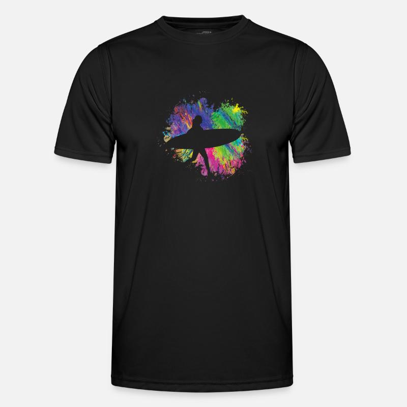 Summer surfers with board - Men's Functional T-Shirt - black