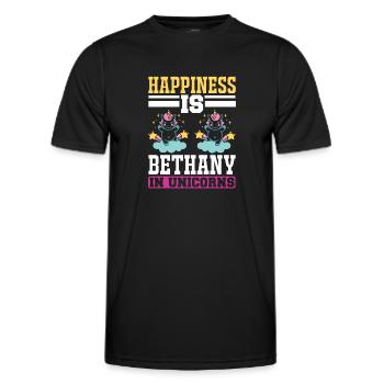 Happiness is the belief in unicorn unicorn - Men's Functional T-Shirt - black - Front - AI Model Male 178 dark (178cm)