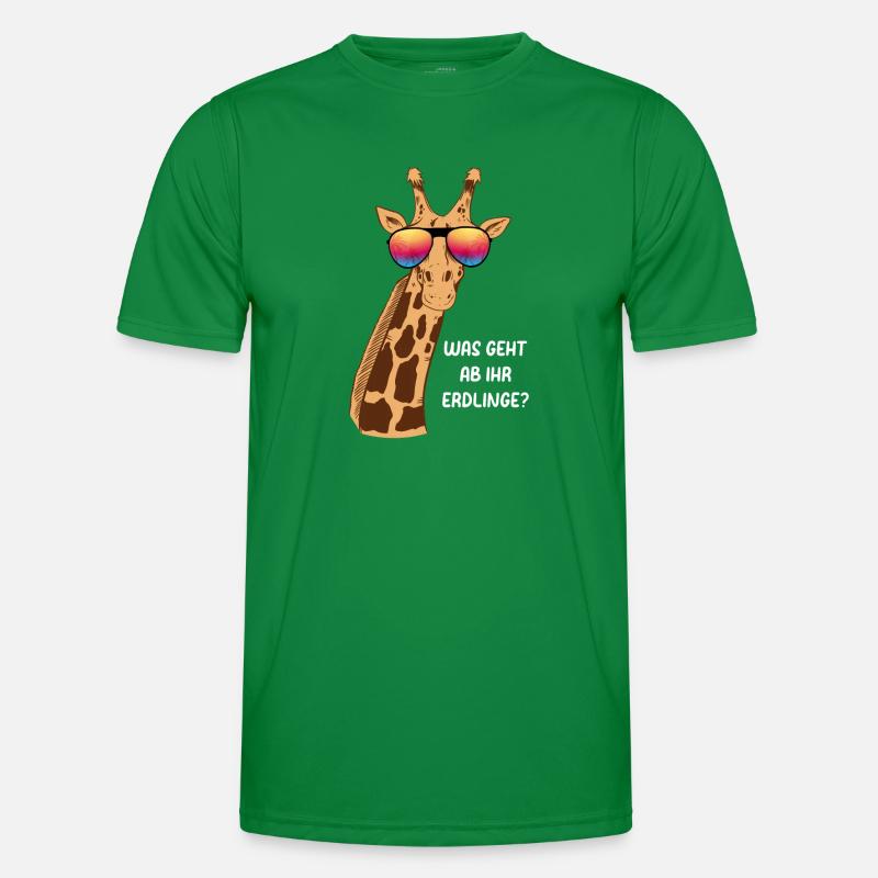 Giraffe Was Geht Ab Ihr Erdlinge? Lustige Giraffe Männer Funktions-T-Shirt