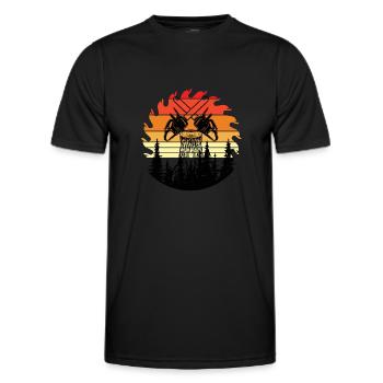 Chainsaw Axe Forester Lumberjack Saw Chain - Men's Functional T-Shirt - black - Front - AI Model Male 178 dark (178cm)