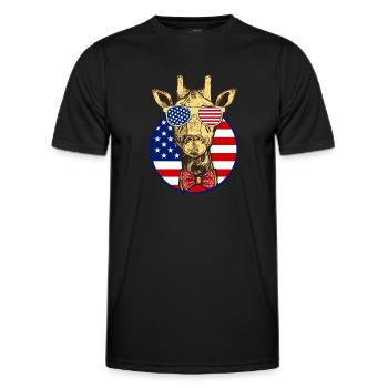 Girafe Drapeau américain Drôle Girafe Drapeau américain - T-shirt sport Homme - noir - Devant - AI Model Male 178 dark (178cm)