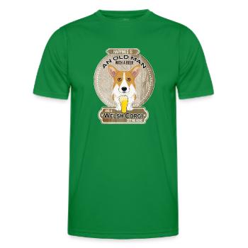 Welsh Corgi Dad Beer Lover - Men's Functional T-Shirt - kelly green - Front - AI Model Male 178 dark (178cm)