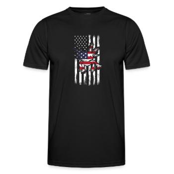 Axolotl Drapeau américain Kawaii Axolotl Drapeau américain - T-shirt sport Homme - noir - Devant - AI Model Male 178 dark (178cm)