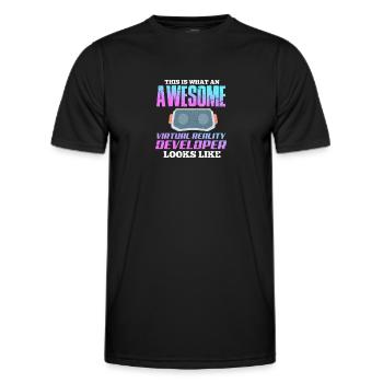 VR Virtual Reality Gamer Geschenk - Männer Funktions-T-Shirt - Schwarz - Vorne - AI Model Male 178 dark (178cm)