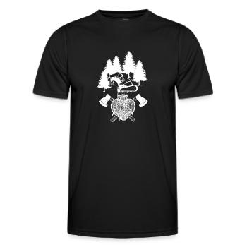 Chainsaw Axe Forester Lumberjack Saw Chain - Men's Functional T-Shirt - black - Front - AI Model Male 178 dark (178cm)