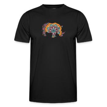 Mandala Nashorn Geometre Muster - Männer Funktions-T-Shirt - Schwarz - Vorne - AI Model Male 178 dark (178cm)