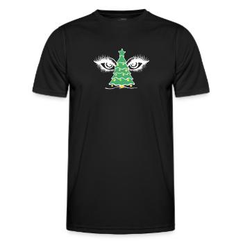Ugly Christmas Ugly Christmas Tree Eyes - Men's Functional T-Shirt - black - Front - AI Model Male 178 dark (178cm)