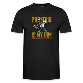 Parkour Free Running Traceur - T-shirt sport Homme - noir - Devant - AI Model Male 178 dark (178cm)