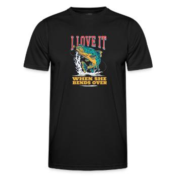 Angeln I Love It When She Bend Over Angler - Männer Funktions-T-Shirt - Schwarz - Vorne - AI Model Male 178 dark (178cm)