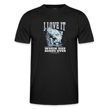 Angeln I Love It When She Bend Over Angler - Männer Funktions-T-Shirt - Schwarz - Vorne - AI Model Male 178 dark (178cm)