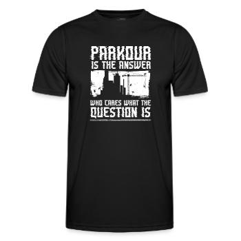 Parkour Free Running Traceur - T-shirt sport Homme - noir - Devant - AI Model Male 178 dark (178cm)