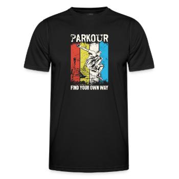 Parkour Free Running Traceur - T-shirt sport Homme - noir - Devant - AI Model Male 178 dark (178cm)