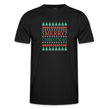 Ugly Merry Christmas Norwegian Pattern - Men's Functional T-Shirt - black - Front - AI Model Male 178 dark (178cm)