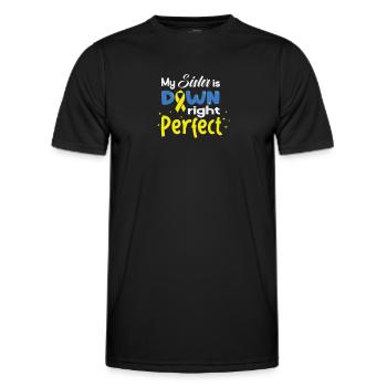 Sœur de Down I Ruban jaune bleu T21 - T-shirt sport Homme - noir - Devant - AI Model Male 178 dark (178cm)