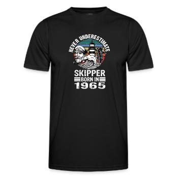 Never Underestimate Skipper né en 1965 - T-shirt sport Homme - noir - Devant - AI Model Male 178 dark (178cm)