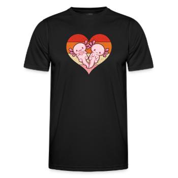 Cute Axolotl Lover Kawaii Axolotl with Heart I Hea - Männer Funktions-T-Shirt - Schwarz - Vorne - AI Model Male 178 dark (178cm)