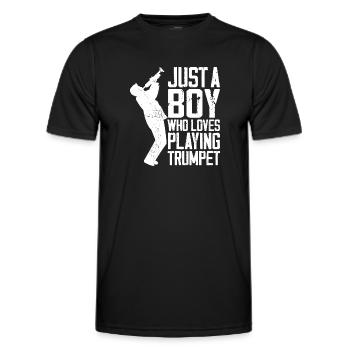 Trumpet Player Vintage Just A Boy - Männer Funktions-T-Shirt - Schwarz - Vorne - AI Model Male 178 dark (178cm)