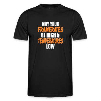 Que les framerates soient élevés et les basses températures - T-shirt sport Homme - noir - Devant - AI Model Male 178 dark (178cm)