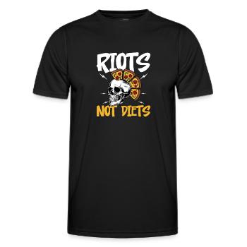 RIOTS NOT DIETS design for a hobby pizza maker - Men's Functional T-Shirt - black - Front - AI Model Male 178 dark (178cm)