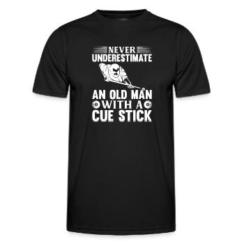 Never Underestimate an Old Man with a Cue Stick - - Männer Funktions-T-Shirt - Schwarz - Vorne - AI Model Male 178 dark (178cm)