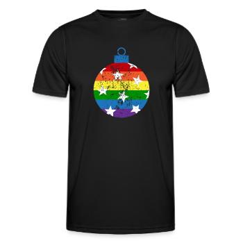 Regenbogen Weihnachtskugel Queer Gay Pride - Männer Funktions-T-Shirt - Schwarz - Vorne - AI Model Male 178 dark (178cm)