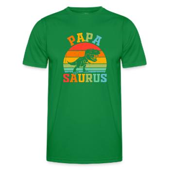 Papasaurus - Papa Saurus Papa Dino - T-shirt sport Homme - vert - Devant - AI Model Male 178 dark (178cm)