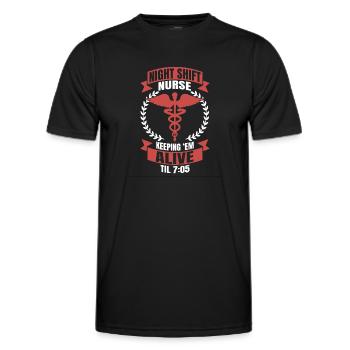 Nurses Night Shift Nurse Nursing - Men's Functional T-Shirt - black - Front - AI Model Male 178 dark (178cm)