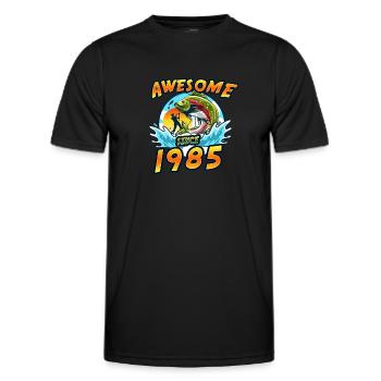 Awesome since 1985. Angel, Angler's birthday - Men's Functional T-Shirt - black - Front - AI Model Male 178 dark (178cm)